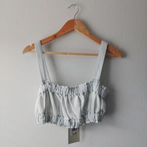 Weekend Los Angeles Light Blue Ruffled Top